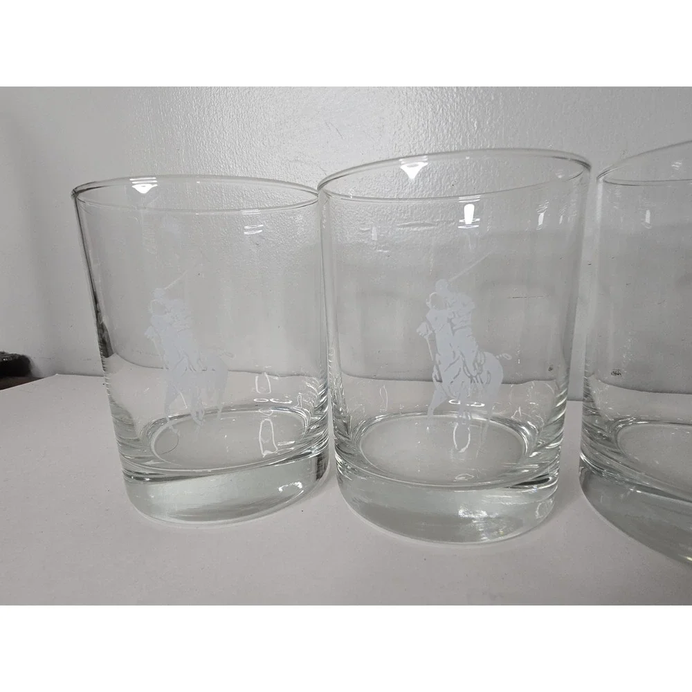 4 Vintage Polo Ralph Lauren Rocks Whiskey Limited Edition Bar Glasses Man Cave